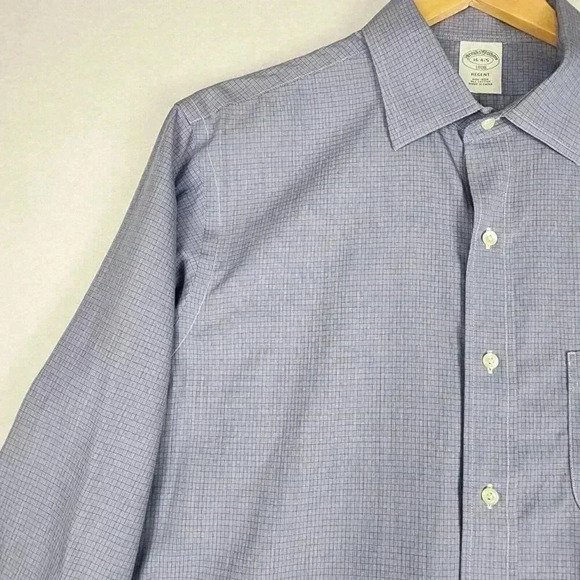 Brooks‎ Brothers Mens Regent Dress Shirt Sz 16 4-5 Non Iron Blue Micro Geometric - Picture 6 of 16